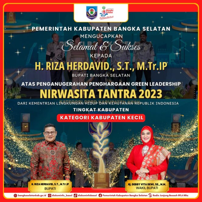 
 Pemkab Basel Raih Penghargaan Green Leadership Nirwasita Tantra 2023 dari KLHK RI