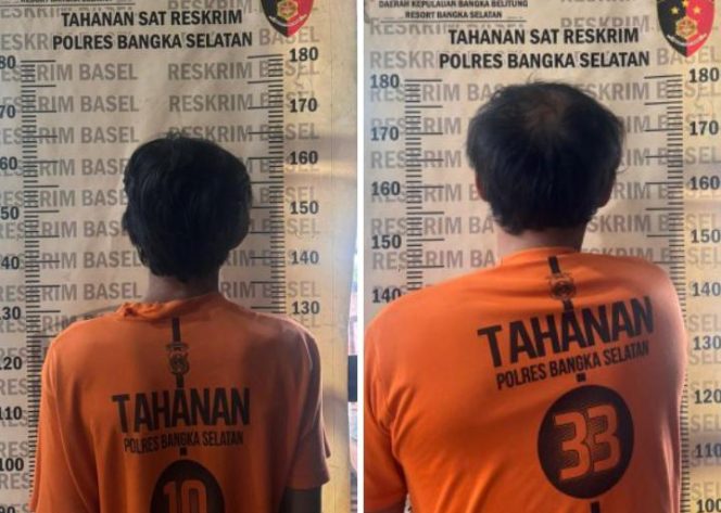 
 Dua orang terduga pelaku pencurian AC Klinik di Toboali berhasil diringkus Satreskrim Polres Bangka Selatan. (Foto: babeltimes.co/Ho-Humas Polres Basel)